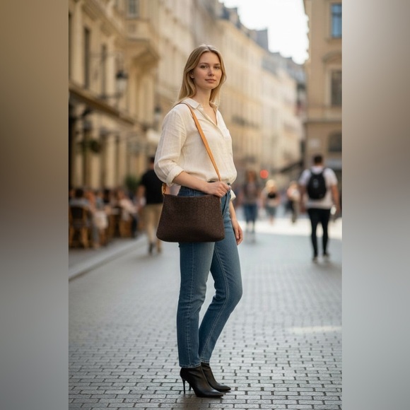 Celine Dark Brown Suede Shoulder Bag - Picture 3 of 15